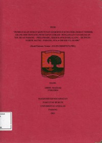 Image of Pembatalan Surat Keputusan Gubernur Sumatera baratNo. 620-256-2020 Tentang
Penetapan Lokasi Pengadaan Tanah Jalan Tol Ruas Padang-Pekanbaru ,Seksi kapalo
Hilalang-Sicincin-Lubuk Alung-Padang ,STA 4+200 S/D STA 36+600