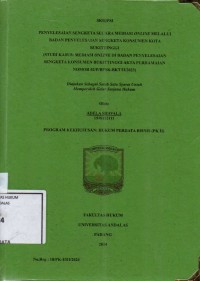 Image of Penyelesaiaan sengketa secara mediasi online melalui Badan Penyelesaian sengketa konsumen kota Bukittinggi (studi kasus mediasi online di Badan Penyelesaian sengketa konsumen kota Bukittinggi Akta perdamaian nomor 02/P/BPSK-BKT/II/2023)