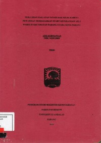 Image of Peralihan Hak Atas Tanah Hak Milik Karena Pewarisan Berdasarkan Surat Keterangan Ahli Waris Di Kecamatan padang Utara Kota Padang