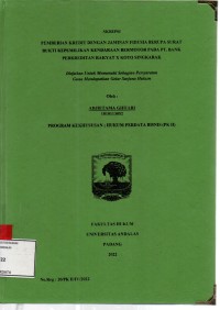 Image of Pemberian kredit dengan jaminan fidusi berupa surat bukti kepemilikan kendaraan bermotor pada PT Bank Perkreditan rakyat x Koto Singkarak