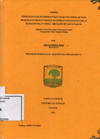Image of Pemenuhan hak pendidikan bagi anak usia sekolah yang berhadapan dengan hukum dilembaga penyelenggaraan kesejahteraan sosial ABH IBU Kota Padang