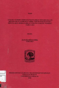 Image of Analisa Yuridis Terhadap Kewajiban Notaris Dalam Melekatkan Lembaran Sidik jari Penghadap Pada Minuta Akta Berdasarkan Undang-Undang Nomor 2 Tahun 2014