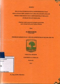 Image of Pelayanan publik di dinas kependudukan dan pencatatan sipil Kabupaten Lima Puluh Kota dalam proses perubahan data kependudukan melalui aplikasi smart Dukcapil