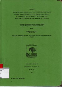 Image of Implementasi wakaf uang menurut Undang Undang nomor 41 tahun 2004 tentang wakaf di kalangan masyarakat dalam rangka meningkatkan kesejahteraan sosial di kota Padang Panjang