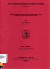 Image of Pengharmonisasian Rancangan Peraturan Daerah Oleh Bagian Hukum Sekretariat Daerah Kabupaten Tanah Datar