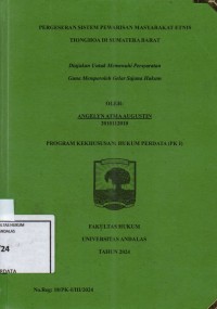 Image of Pergeseran sistem pewarisan masyarakat etnis Tionghoa di Sumatera Barat