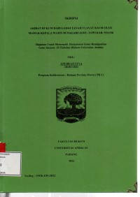 Image of Akibat hukum dari gadai tanah ulayat kaum oleh mamak kepala waris di Nagari Jawi jawi Kabupaten Solok