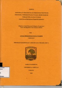 Image of Kedudukan rekomendasi Ombudsman Republik Indonesia terhadap Badan Usaha Milik Daerah terkait pelayanan publik (studi kasus ombudsman republik Indonesia)