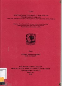 Image of Kewenangan Pejabat Lelang Dalam Peleksanaan Lelag (analisis terhadap putusan mahkamah agung nomor 1250 K/PID/2016)