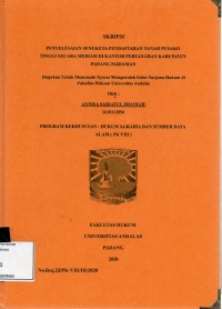 Image of Penyelesaiaan sengketa pendaftaran tanah pusako tinggi secara mediasi dikantor pertanahan Kabupaten Padang Pariaman