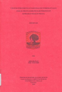 Image of Urgensi perlindungan saksi dalam pemberantasan tindak pidana korupsi dari perspektif kebijakan hukum pidana
