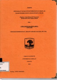 Image of Pengadaan tanah untuk pembangunan sekolah Dasar Negeri  23 kota Solok