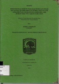 Image of Perlindungan hukum terhadap pemegang polis dalam hal keterlambatan pembayaran klaim asuransu pada asuransi jiwa bersama (AJB) Bumi Putera 1912 Cabang Pariaman