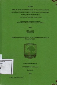 Image of Implikasi mashlahah mursalah bagi hak asuh anak yang belum mumayyiz (Hadhanah) kepada ayah pasca perceraian (studi putusan No 358/Pdt.G/2023/PA.Dps)