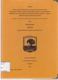 Image of Optimalisasi fungsi Dewan Pers dalam penyelesaian penyebaran berita bohong oleh media massa pada pemilihan Presiden dan wakil presiden 2019 berdasarkan  undang undang No. 40 Th. 1999 tentang Pers