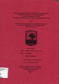Image of Penegakan Hukum Dalam Perlindungan Konsumen Terhadap makanan Yang Tidak Sesuai Dengan Keamanan Pangan (Studi Putusan Pengadilan Negeri padang No.429/Pid.Sus/2019/PN.Pdg)
