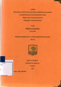Image of Pengelolaan hutan nagari sebagai kekayaan nagari di nagari Sungai Batang Kabupaten Agam