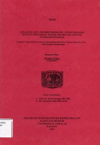 Image of Legalitas Akta Notaris Pengganti : Studi Terhadap Putusan pengadilan Negeri Jakarta 
selatan No.395/Pdt.G/2011/PN.Jkt.Sel