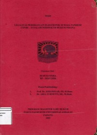 Image of Legalitas Persidangan elektronik Di masa pandemi Covid-19 dalam perspektif Hukum pidana