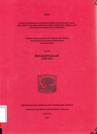 Image of Konstitusionalitas Sistem pertanggungjawaban keuangan negara ditinjau dari aspek kelembagaan pengawasan keuangan Negara