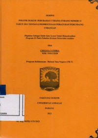 Image of Politik hukum perubahan Undang Undang no 12 tahun 2011 tentang pembentukan peraturan perundang undangan