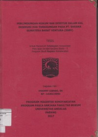Image of Perlindungan hukum hak debitur dalam hal eksekusi hak tanggungan pada PT. Sarana Sumatera Barat Ventura (SSBV)
