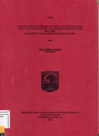 Image of Analisis Yuridis Terhadap Penyimpanan Sertifikat Hak Atas Tanah Oleh Notaris Pada Proses Pengikatan Jual Beli (PJB) (analisis putusan nomor 53/PID.B/2017/PN.BKT)