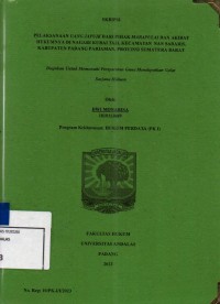 Image of Pelaksanaan uang japuik dari pihak marapulai dan akibat hukumnya di Nagari Kurai Taji Kecamatan Nan Sabaris, Kabupaten Padang Pariaman Provinsi Sumatera Barat