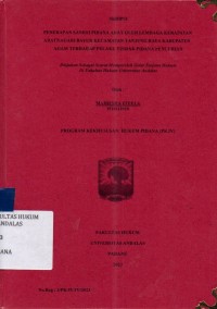 Image of Penerapan sanksi pidana adat oleh lembaga kerapatan adat nagari Bayur Kecamatan tanjung raya kabupaten Agam terhadap pelaku tindak pidana pencurian