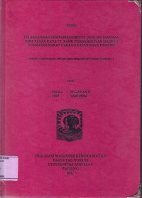 Image of Pelaksanaan pemberian kredit dengan jaminan kios pasar pad PT. Bank Pembangunan Daerah Sumatera Barat Cab Pasar Raya Padang