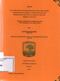 Image of Tata cara penetapan dan pengelolaan dana desa di desa Pauh Barat kota Pariaman tahun anggaran 2021 berdasarkan peraturan Walikota Pariaman nomor 2 tahun 2021