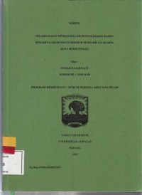Image of Pelaksanaan mediasi dalam penyelesaian kasus sengketa ekonomi syariah di pengadilan agama kota Bukitinggi