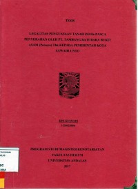 Image of Legalitas penguasaan tanah 393 Ha pasca penyerahan oleh Pt. Tambang Batu Bara Bukit Asam (persero) Tbk. Kepada pemerintah kota Sawahlunto