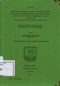 Image of Efektifitas penyelesaian sengketa perceraian melalui upaya mediasi elektronik berdasarkan PERMA No 3 tahun 2022 tentang mediasi di Pengadilan secara elektronik (studi di Pengadilan Agama kelas I-A Padang)