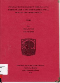 Image of Implikasi hukum Perseroan Terbatas yang didirikan oleh suami isteri terhadap harta bersama dalam perkawinan