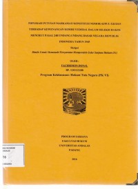 Image of Implikasi Putusan Mahkamah Konstitusi Nomor 43/PUU-XII/2015 Terhadap Kewenangan Komisi Dalam Seleksi Hakim Menurut Pasal 24B Undang-Undang Dasar Negara Republik Indonesia Tahun 1945