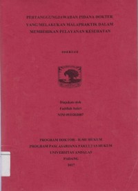 Image of Pertanggungjawaban pidana dokter yang melakukan malapraktek dalam memberikan pelayanan kesehatan