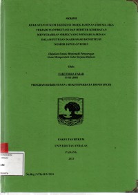 Image of Kekuatan hukum eksekusi objek jaminan fidusia jika terjadi wanprestasi dan debitur keberatan menyerahkan objek yang menjadi jaminan dalam putusan mahkamah konstitusi nomor 18/PUU-XVII/2019