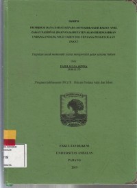 Image of Distribusi dana zakat kepada Mustahik oleh Badan Amil Zakat Nasional (Baznas) Kab. Agam berdasarkan undang undang No. 23 Tahun 2011 tentang pengelolaan zakat