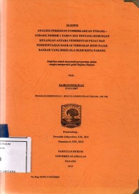 Image of Analisis persiapan pemberlakuan Undang Undang nomor 1 tahun 2022 tentang hubungan keuangan antara pemerintah pusat dan pemerintahan daerah terhadap  pajak daerah yang dikelola oleh Kota Padang