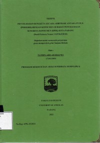 Image of Penyelesaian sengketa secara arbitrase antar PT.PLN (PERSERO) dengan konsumen dibadan Penyelesaian sengketa konsumen (BPSK) kota Padang