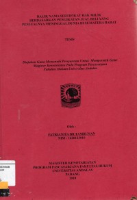 Image of Balik Nama Sertifikat Hak Milik Berdasarkan Pengikatan Jual Beli Yang Penjualannya Meninggal Dunia Di Sumatera Barat