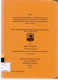 Image of Penegakan hukum administratif terhadap pencemaran limbah cair pada rumah potong hewan di kelurahan Silaing Bawah Kecamatan Padang Panjang Barat kota Padang Panjang