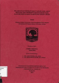 Image of Pelaksanaan Pendaftaran Tanah Yang Akan Menjadi Aset Pemerintahan Daerah Pada Kantor Pertanahan kabupaten Muko-Muko