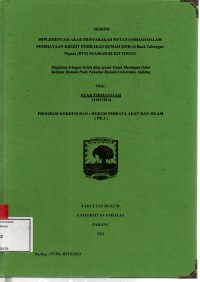 Image of Implementasi akad musyarakah mutana qishah dalam pembiayaan kredit pemilikan rumah (KPR) di Bank Tabungan Negara (BTN) Syariah Bukittinggi