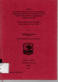 Image of Urgensi pengaturan tentang syarat pemberian asimilasi dan hak integrasi narapidana pada era pandemi covid-19 menurut Permenkumham Nomor 10 th 2020