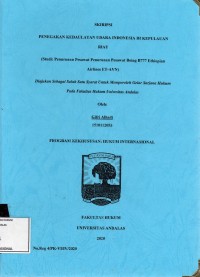 Image of Penegakan kedaulatan udara Indonesia di Kepulauan Riau (studi penurunan pesawat Boing B777 Ethiopian Airlines ET-AVN)