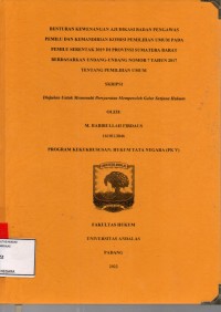 Image of Benturan kewenangan ajudikasi Badan Pengawas Pemilu dan kemandirian Komisi Pemilihan Umum pada pemilu serentak 2019 di Provinsi Sumatera Barat berdasarkan Undang Undang nomor 7 tahun 2017 tentang pemilihan umum