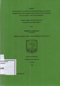Image of Pengelolaan tanah ulayat oleh masyarakat jorong tombang di ulayat Mangkuto Alam di Nagari Sinuruik, Kec Talamau Kab Pasaman Barat