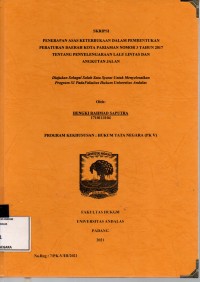 Image of Penerapan asas keterbukaan dalam pembentukan peraturan Derah Kota Pariaman Nomor 3 tahun 2017 tentang penyelenggaraan lalu lintas dan angkutan jalan